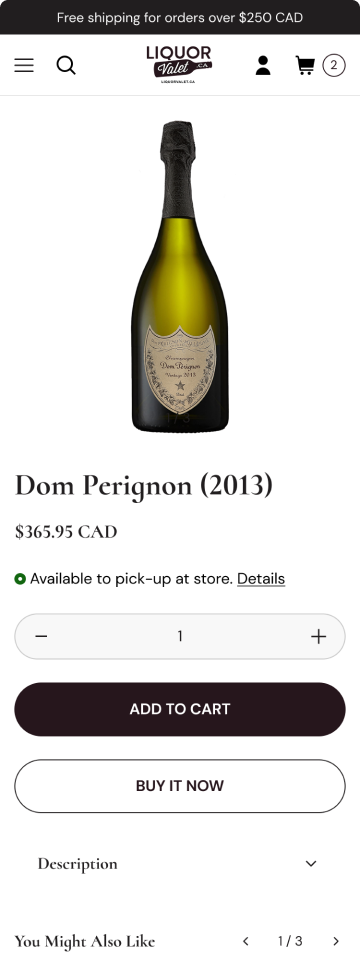 Liquor store wine product page, mobile design by port80