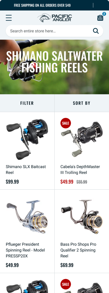 Outdoor and bike store clearance product listing, mobile design by port80