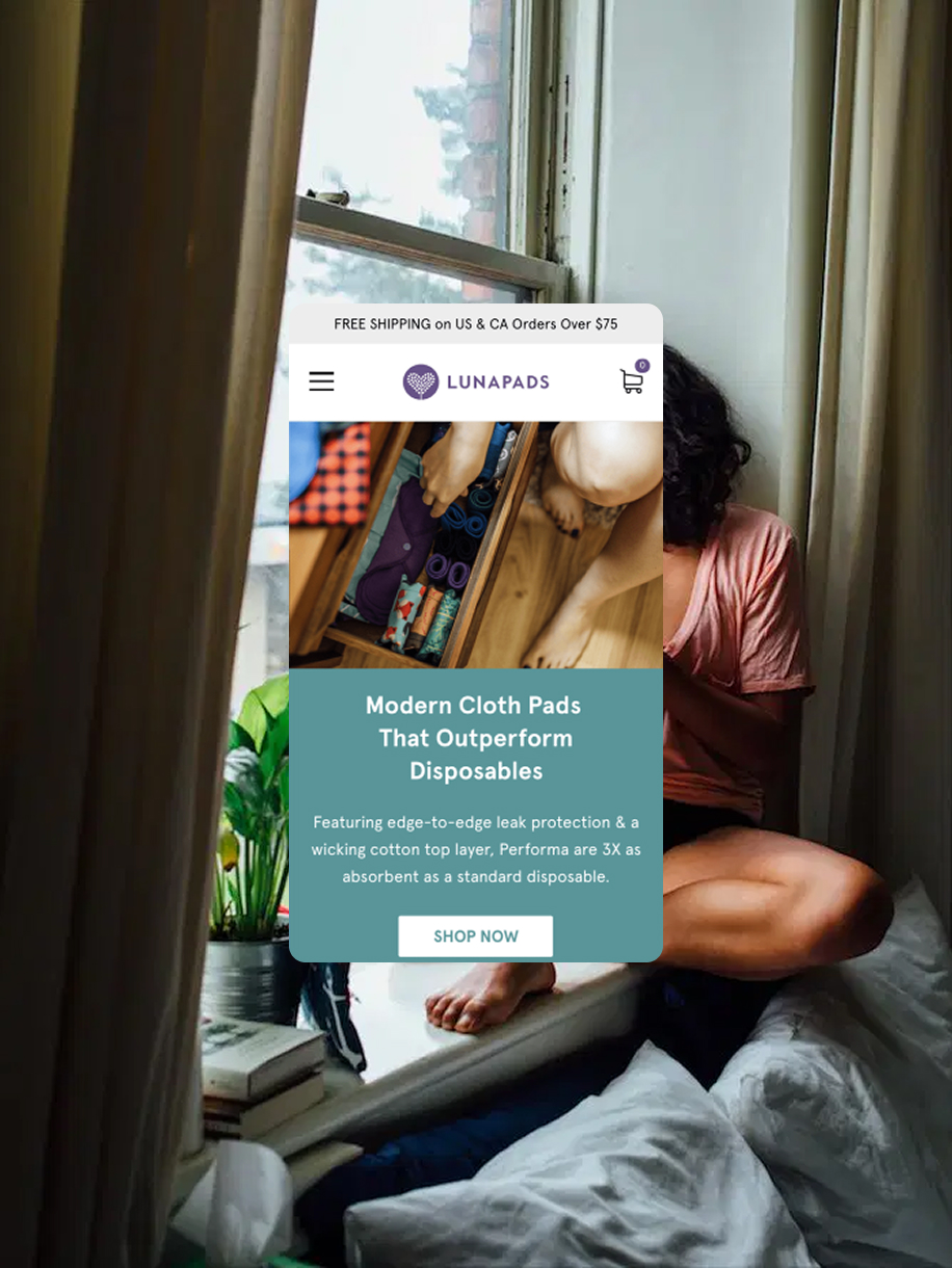 Lunapads – Port80 Case Study mobile banner