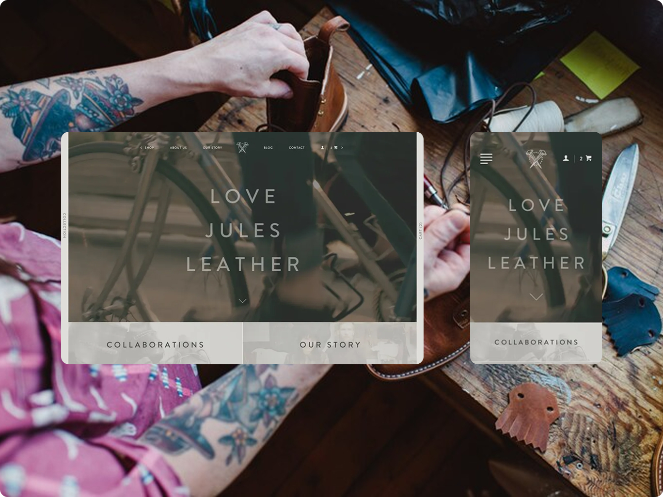 Love Jules Leather Shopify store design