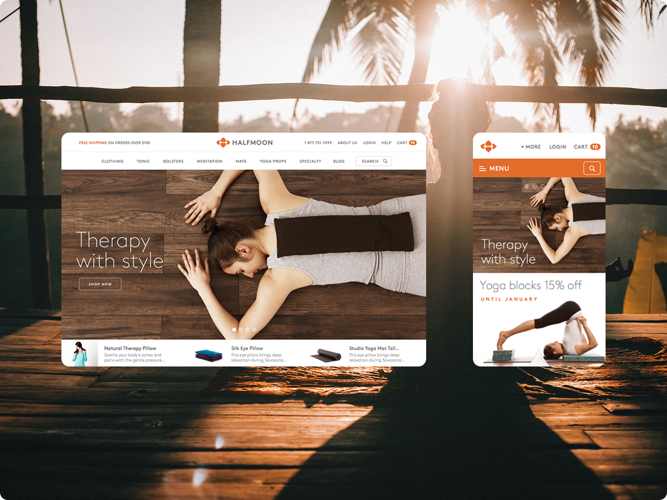 Halfmoon Yoga Shopify store design