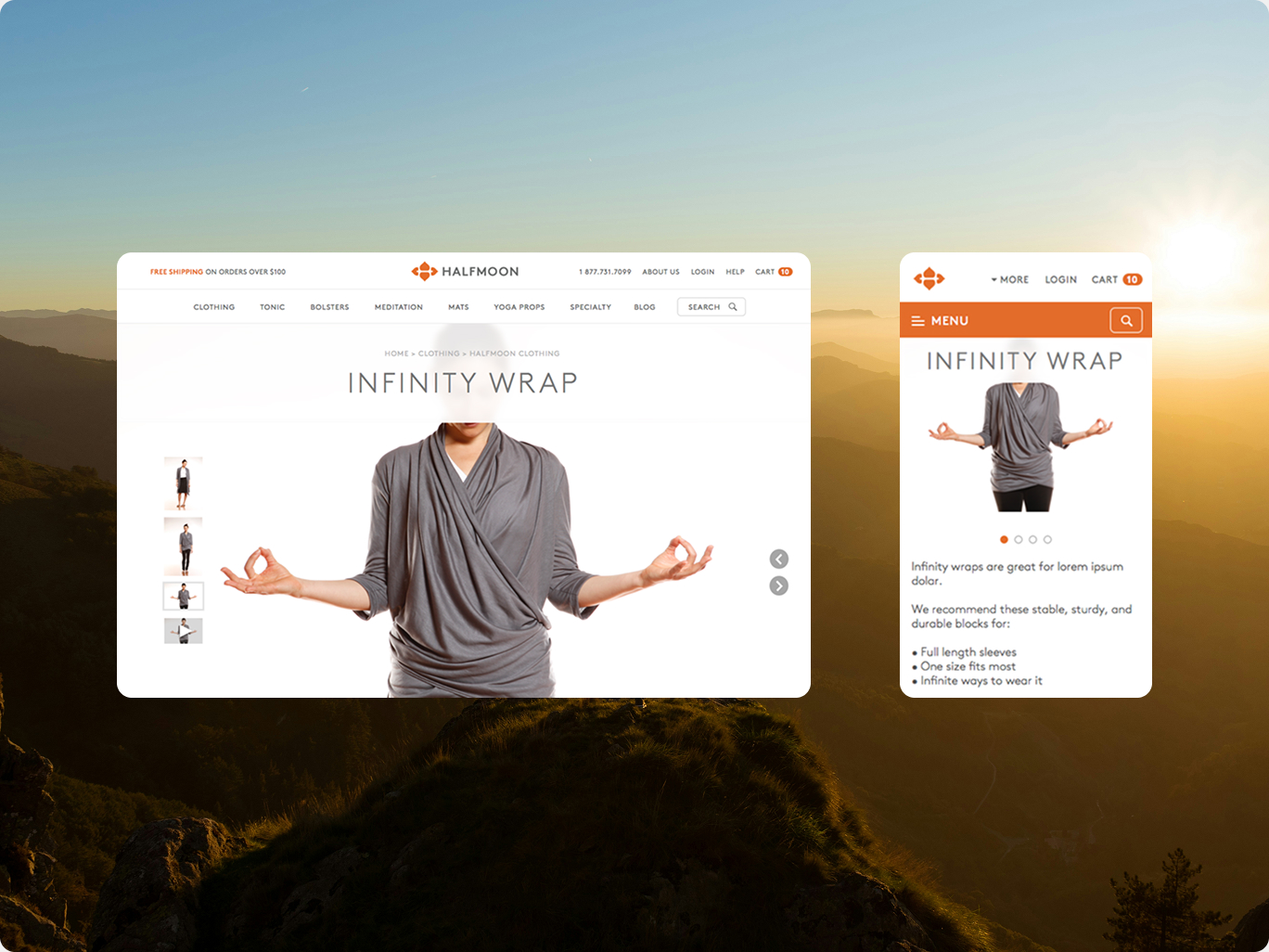 Halfmoon Yoga Shopify store screenshot