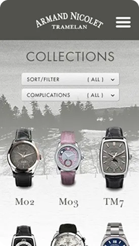 Armand Nicolet mobile homepage - Port80 Project