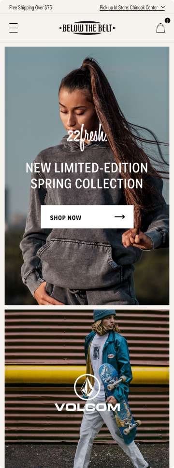 Fashion store homepage, mobile design by port80