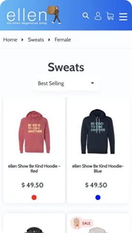Ellen mobile homepage - Port80 Project