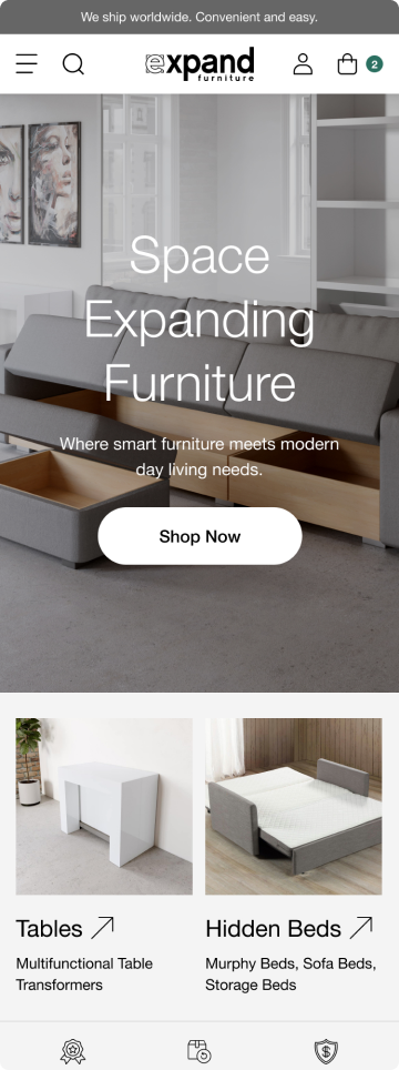 Expand Furniture store homepage, mobile design by port80
