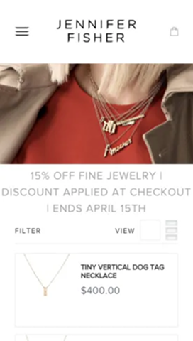 Jennifer Fisher mobile homepage - Port80 Project