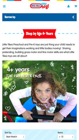 Little Tikes mobile collection page - Port80 Project