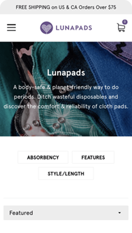 Lunapads mobile homepage - Port80 Project