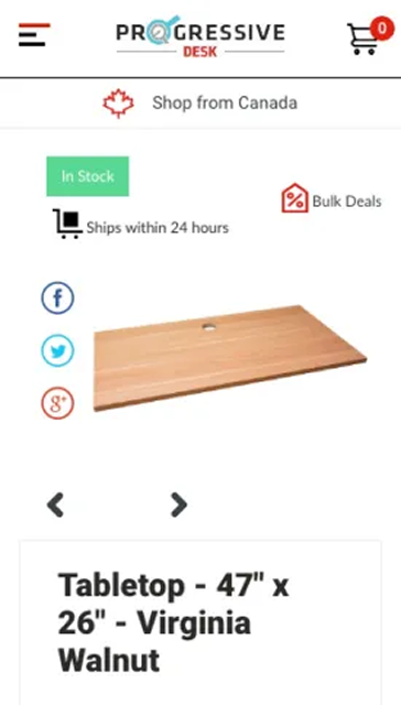 Progressive Desk mobile collection page - Port80 Project