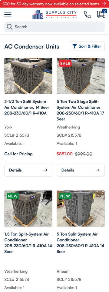 Bike store product listing page, mobile design by port80
