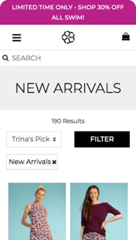 Trina Turk mobile homepage - Port80 Project