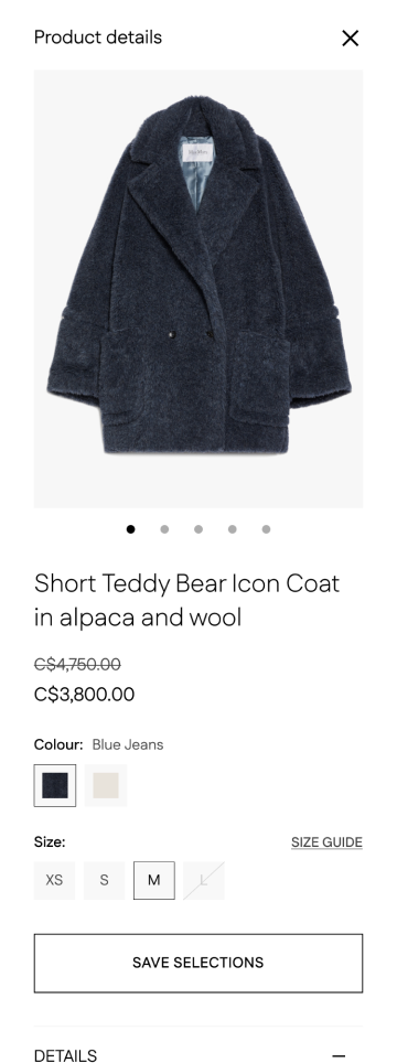 Fashion store product page, mobile design by port80