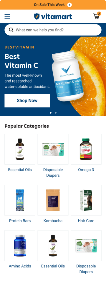 Supplement store product page, mobile design by port80