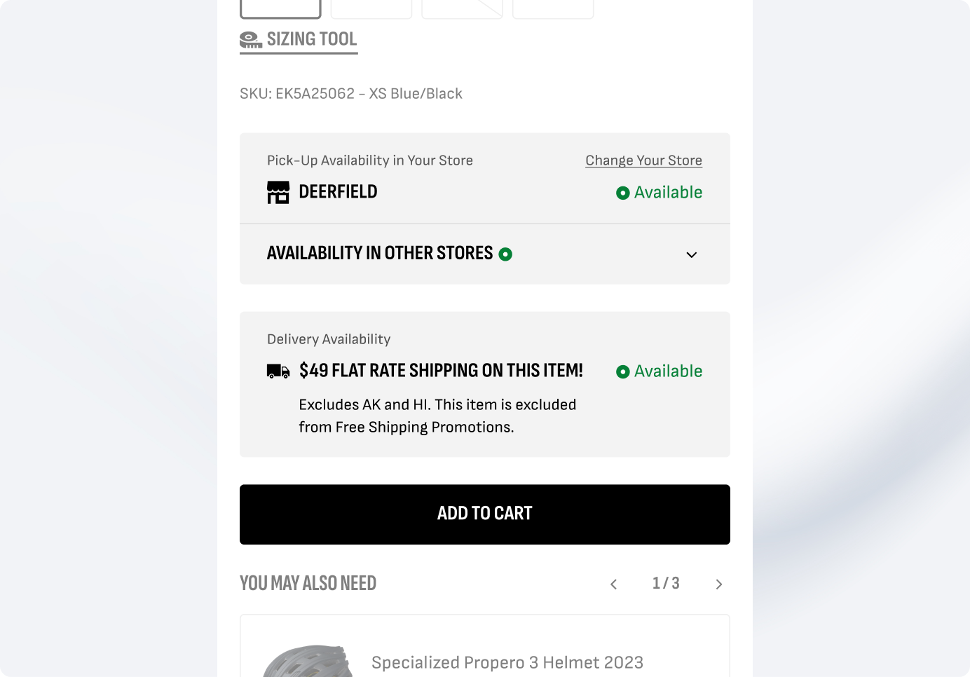 Shopify checkout screen with shipping options and add to cart