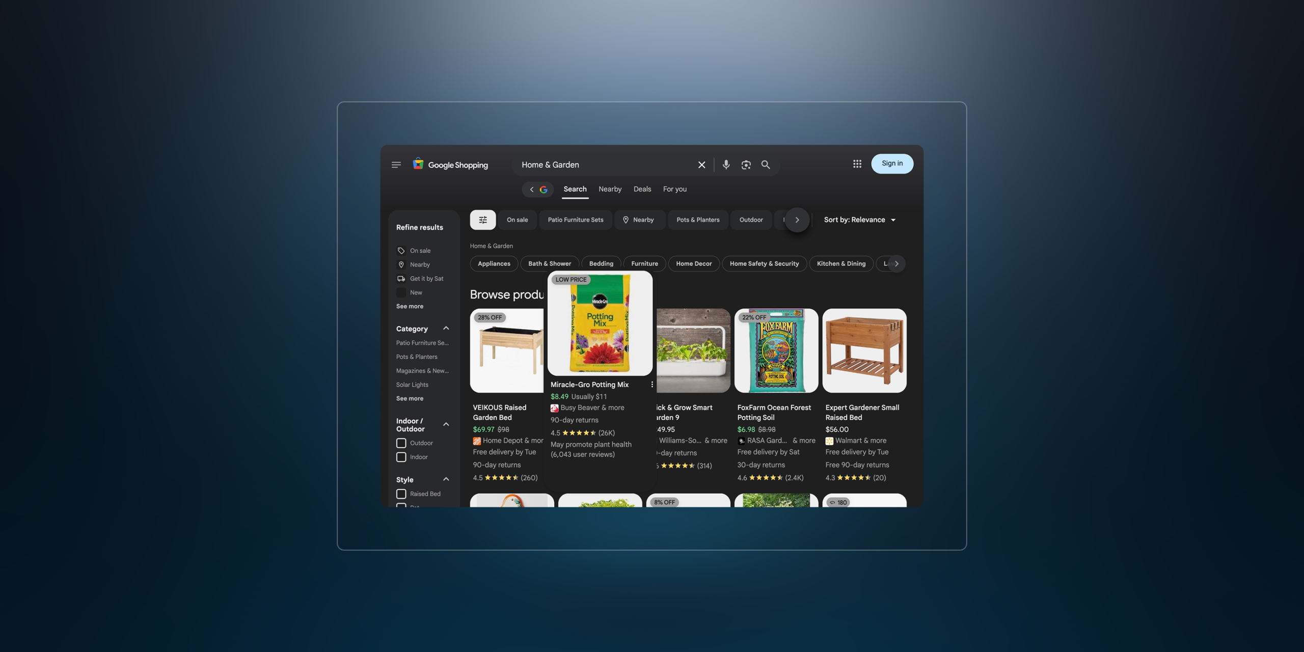 Online store homepage shown in a browser window
