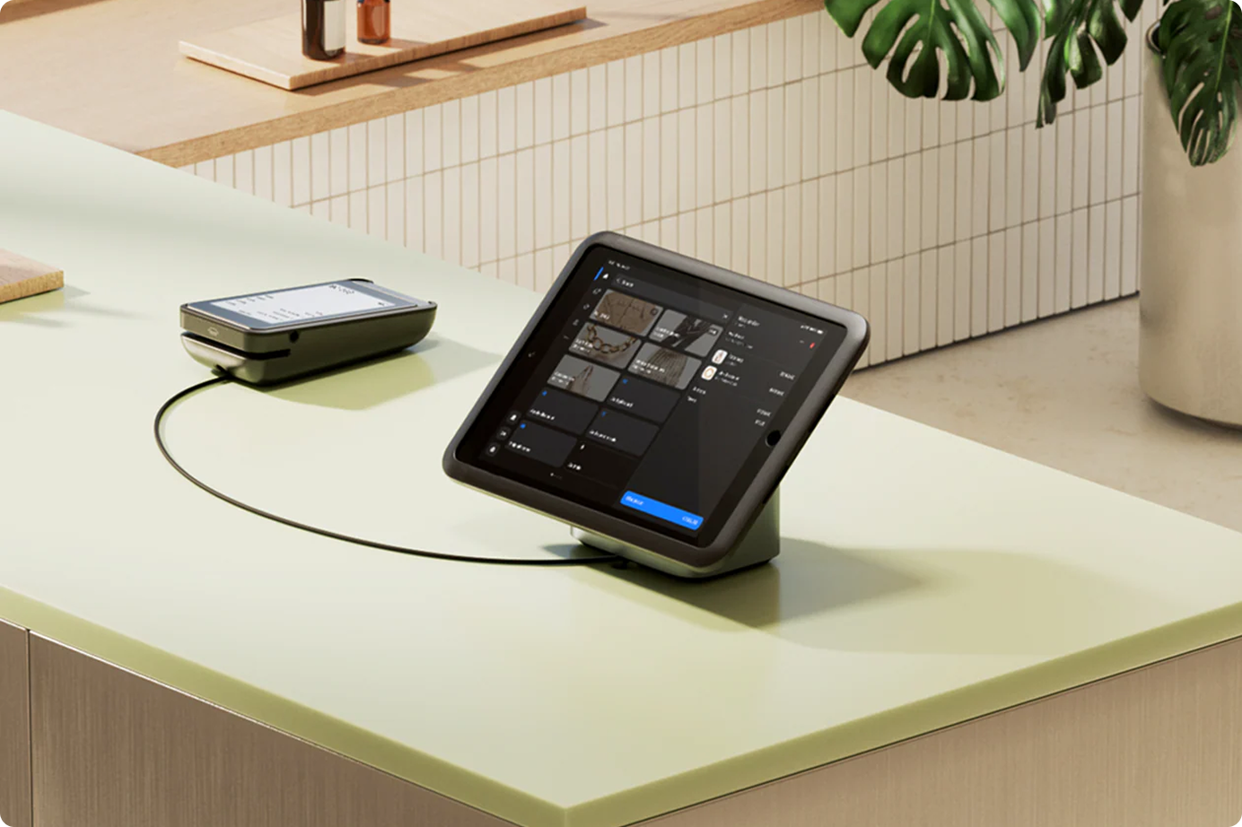 Point of sale tablet terminal on a retail counter
