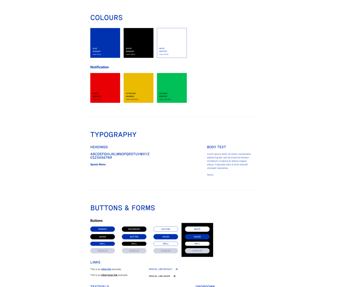 Yaletown brand style guide showing colour palette, typography and button styles by port80