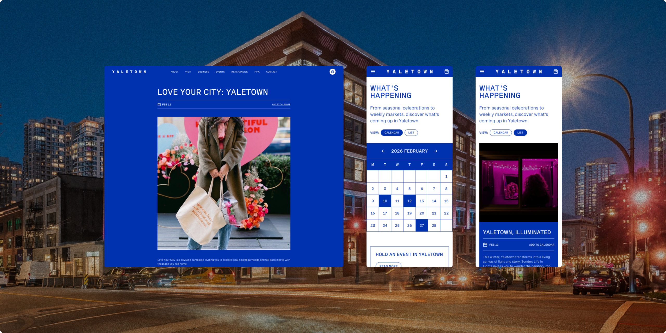Yaletown Love Your City homepage, desktop design by port80